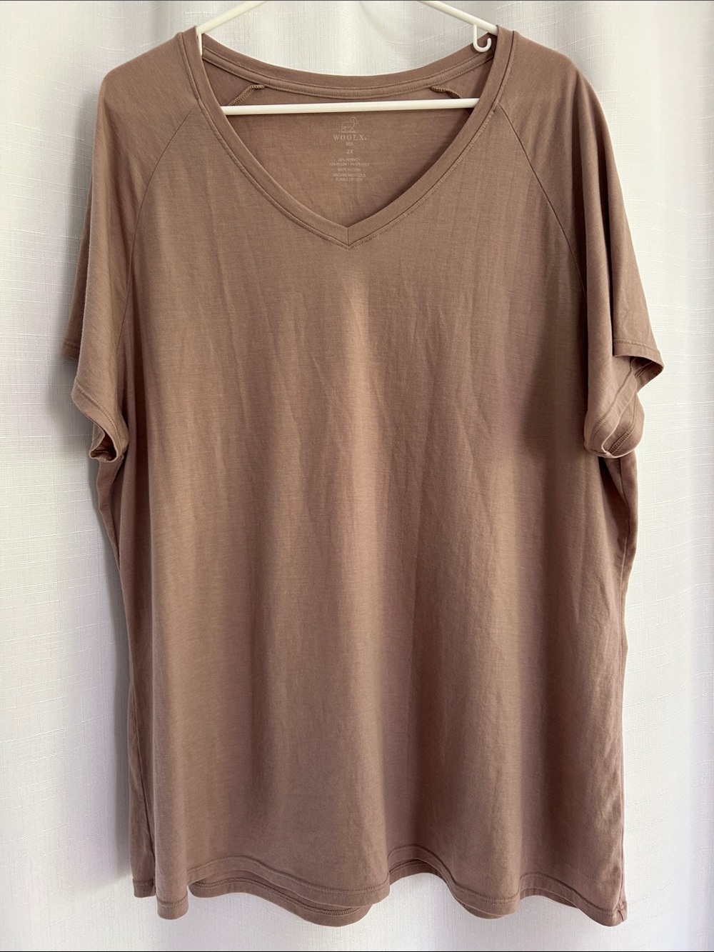 Woolx Mia Merino Wool V-Neck 2X T-shirt Short Sleeve